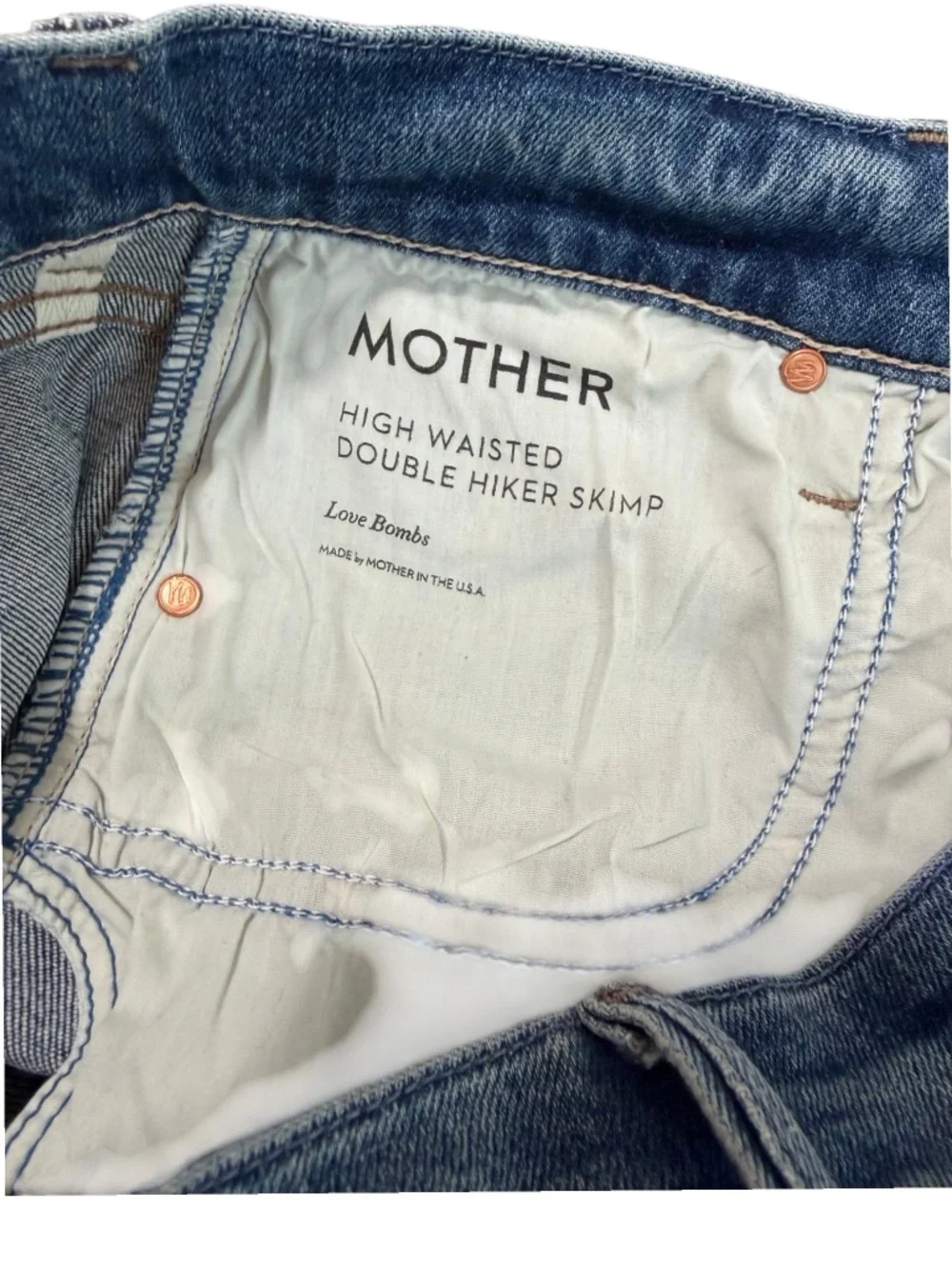 MOTHER High Waisted Double Hiker Skimp in Love Bombs Size 26
